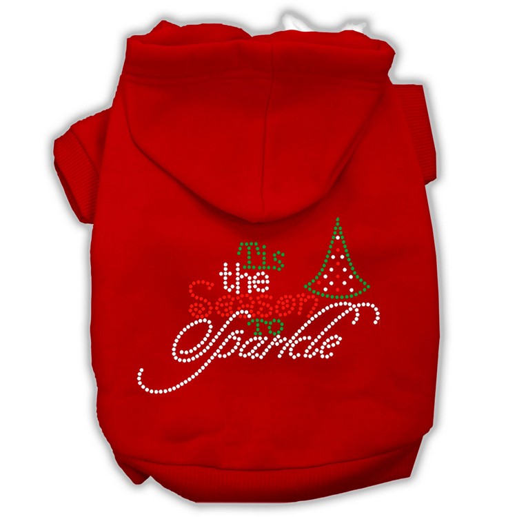 Tis the Season to Sparkle Rhinestone Dog Hoodie Red S